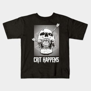 DND D20 Crit Happens Fail Dice Roll Kids T-Shirt